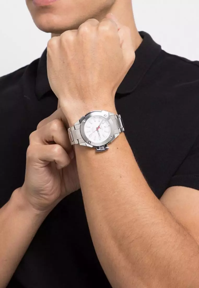 Jam Tangan Pria Alba Original Garansi Resmi Strap Stainless Steel Silver AXHG23 AXHG23X1 Silver