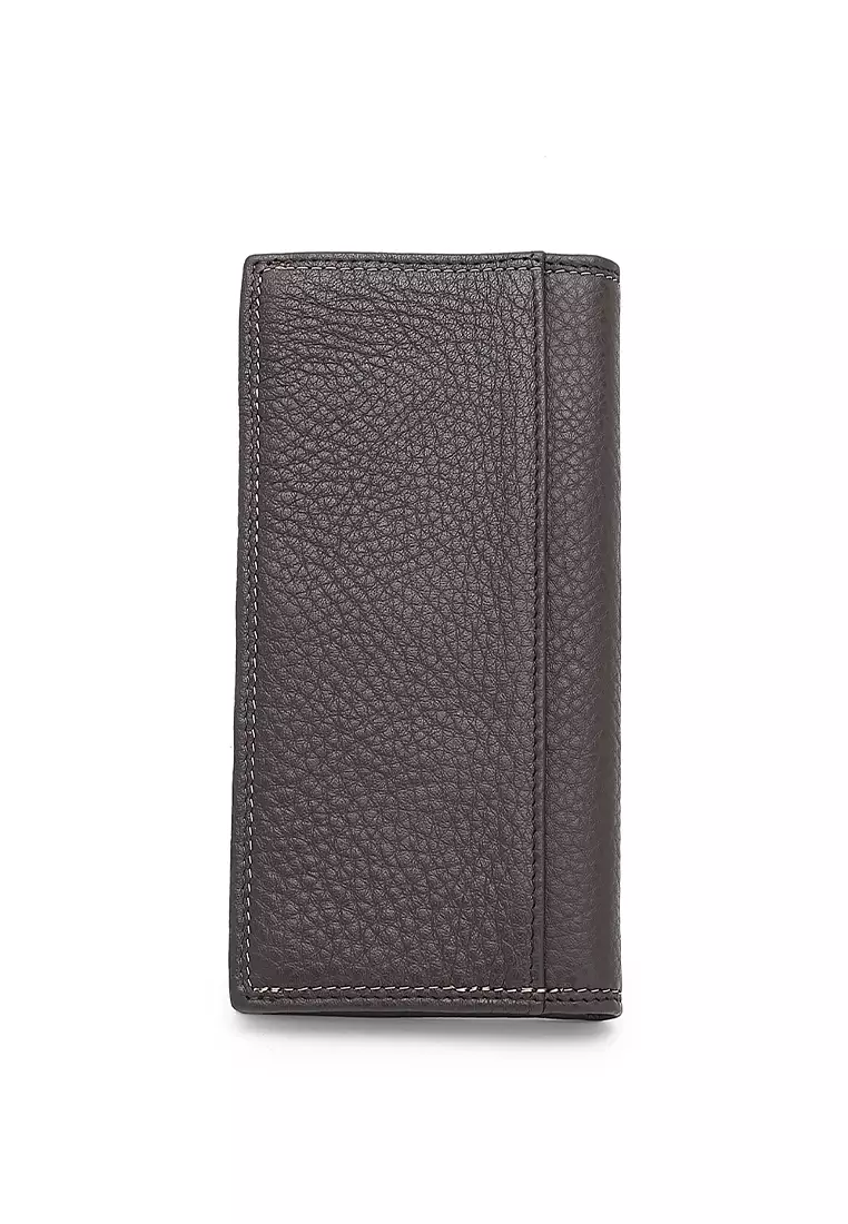 Genuine Leather RFID Long Wallet - Black