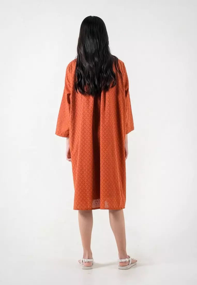 3Second x Danjyo Hiyoji Women's Shirt Maxi Dress Orange 080423