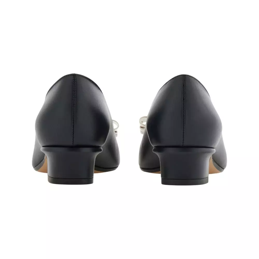 Vara Bow Block Heel Pump Black / Mascarpone