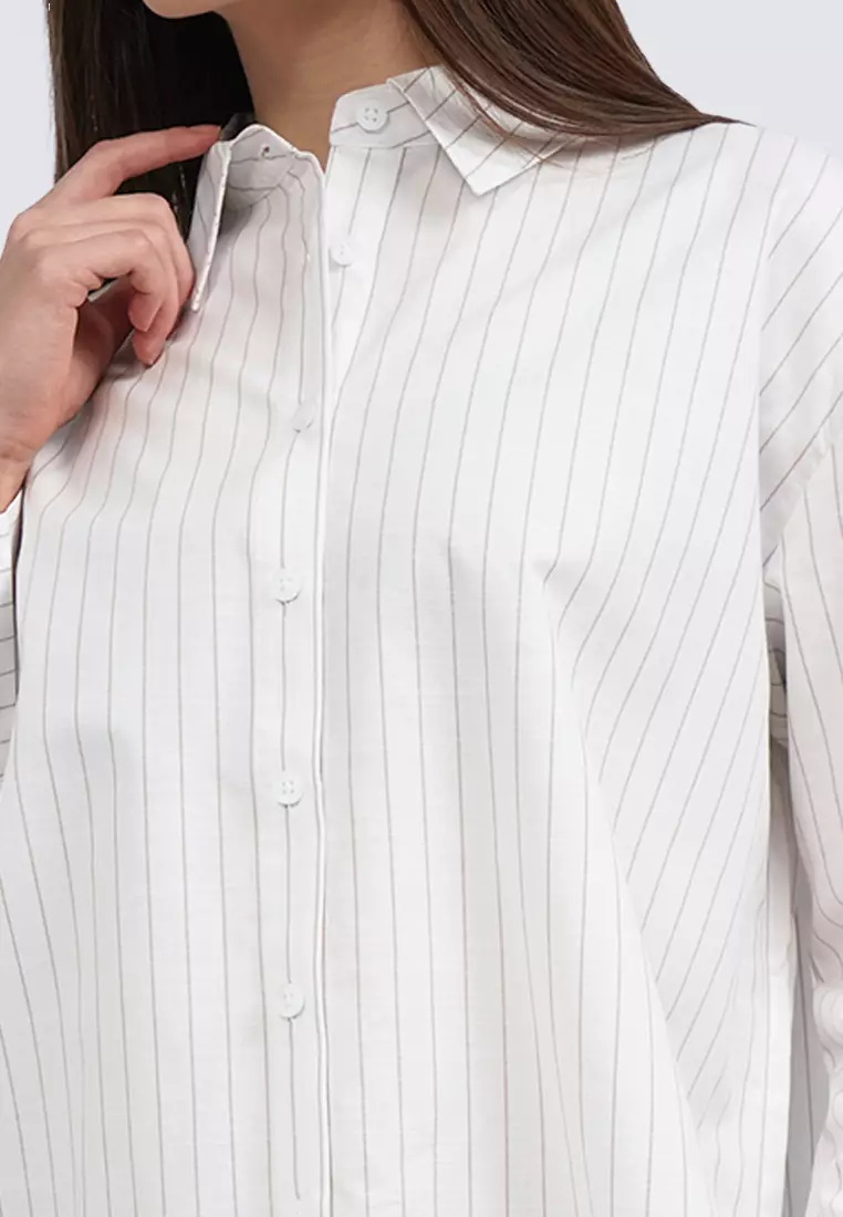 Long Sleeve Stripes Shirt OFF WHITE