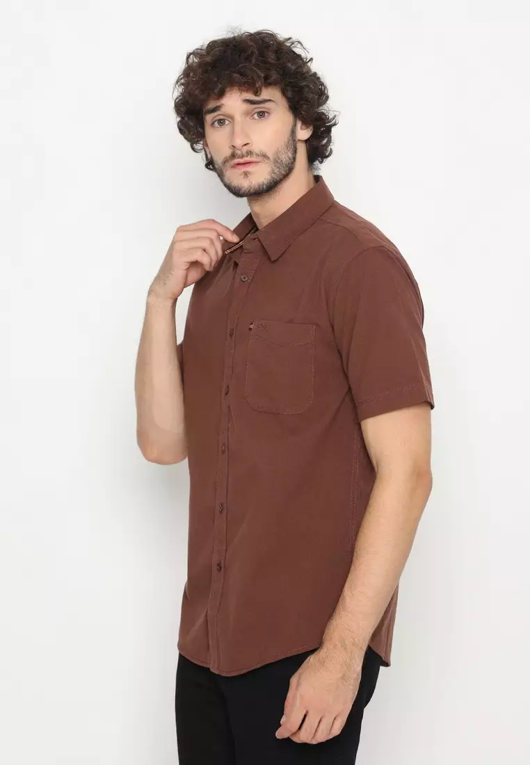 POLICE Kemeja Polos Cordoray Coklat Regular Fit Pria