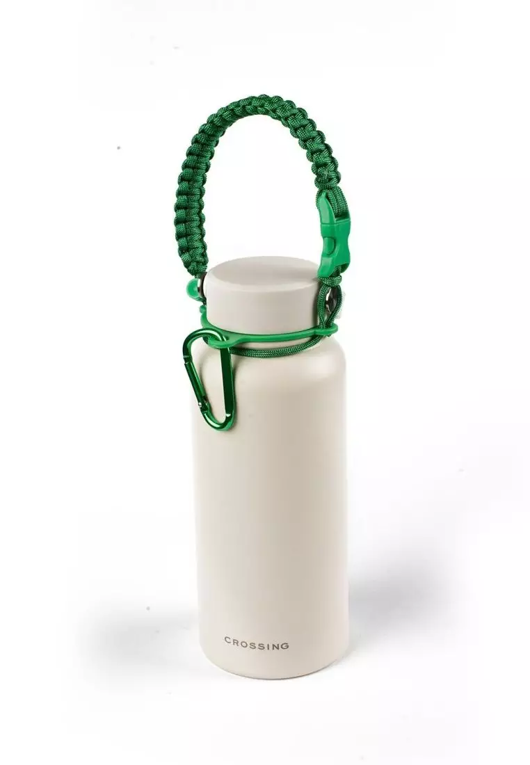 Crossing Paracord Bottle Carrier Strap with Carabiner - Bright Green