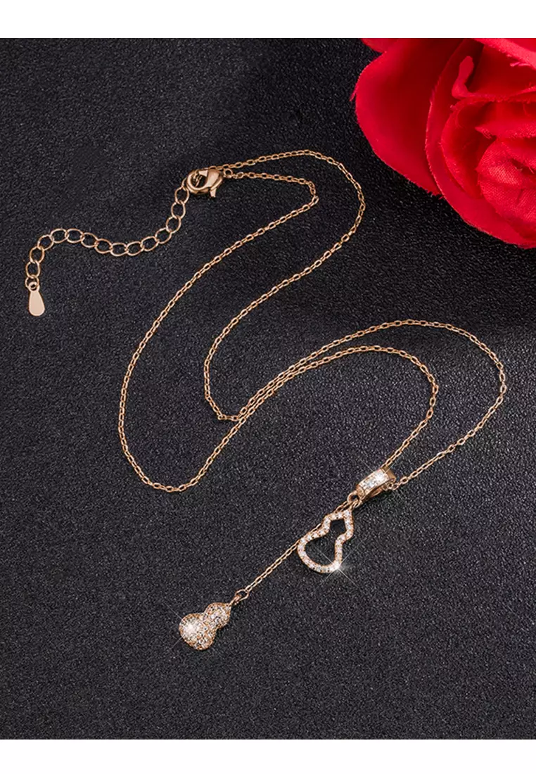 Kalung Wanita Original N042 Gourd Design Titanium Anti Luntur Perhiasan Cewek Korea Fashion rose