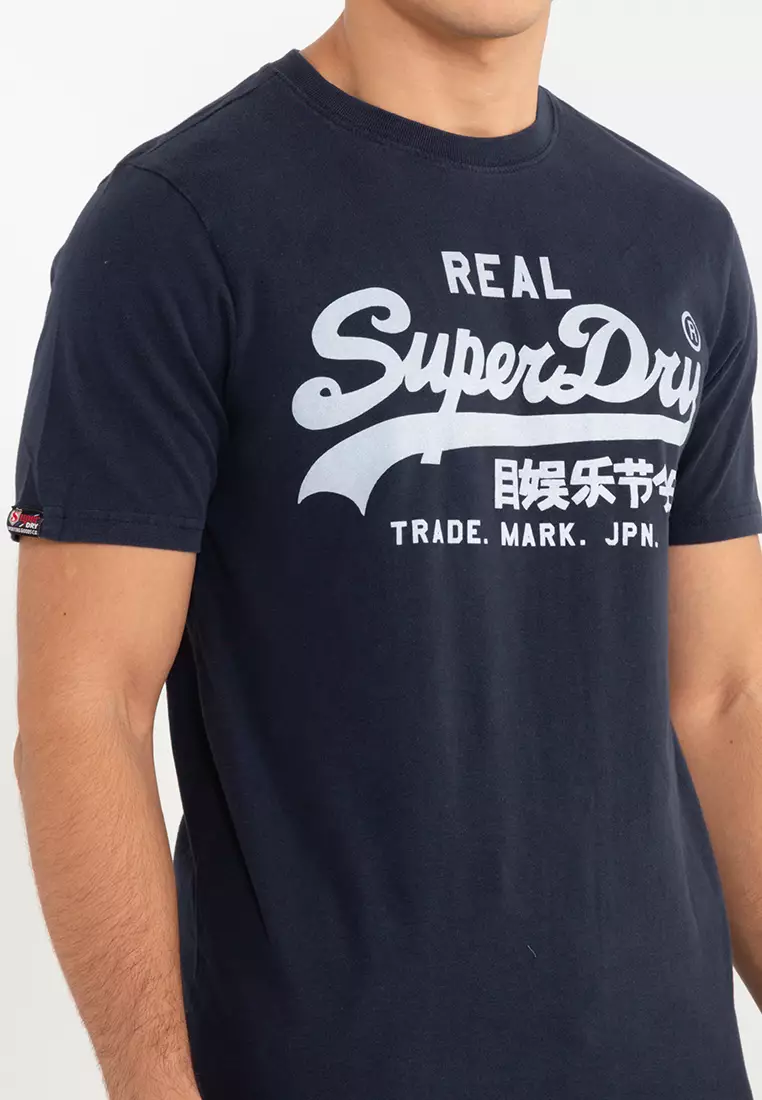 Superdry Mens Vintage Logo Tri T-Shirt Eclipse Navy Size L