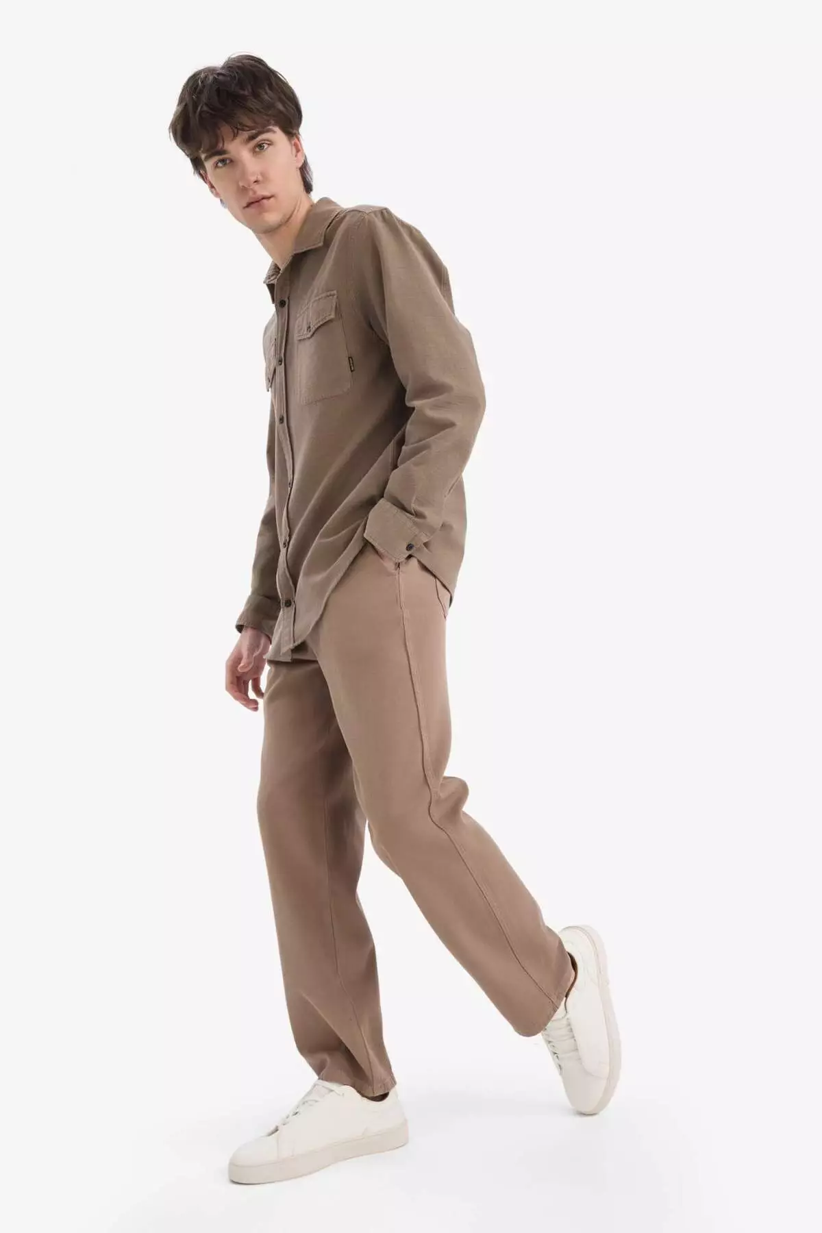 100% Cotton Loose Relaxed Fit Wide Leg Wide Leg Summer Linen Look Trousers D7285Ax25Sp