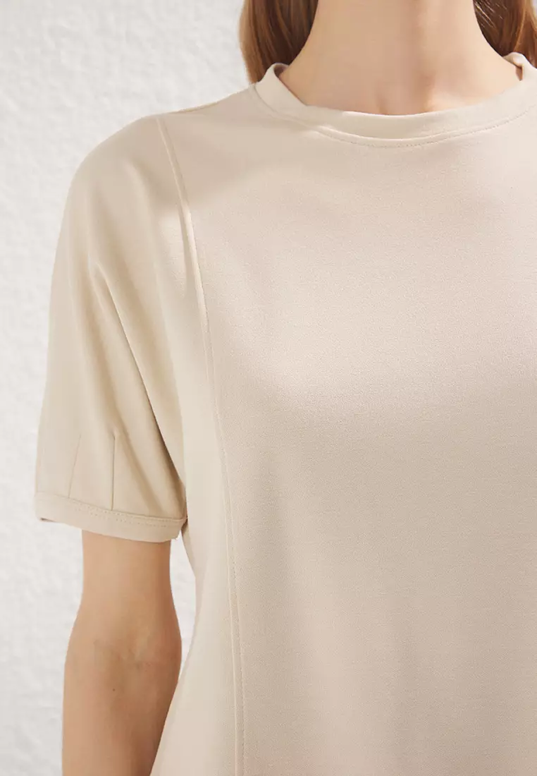 Stone Relaxed/Comfortable Crop Flexible Knit Blouse TWOSS25BZ00403