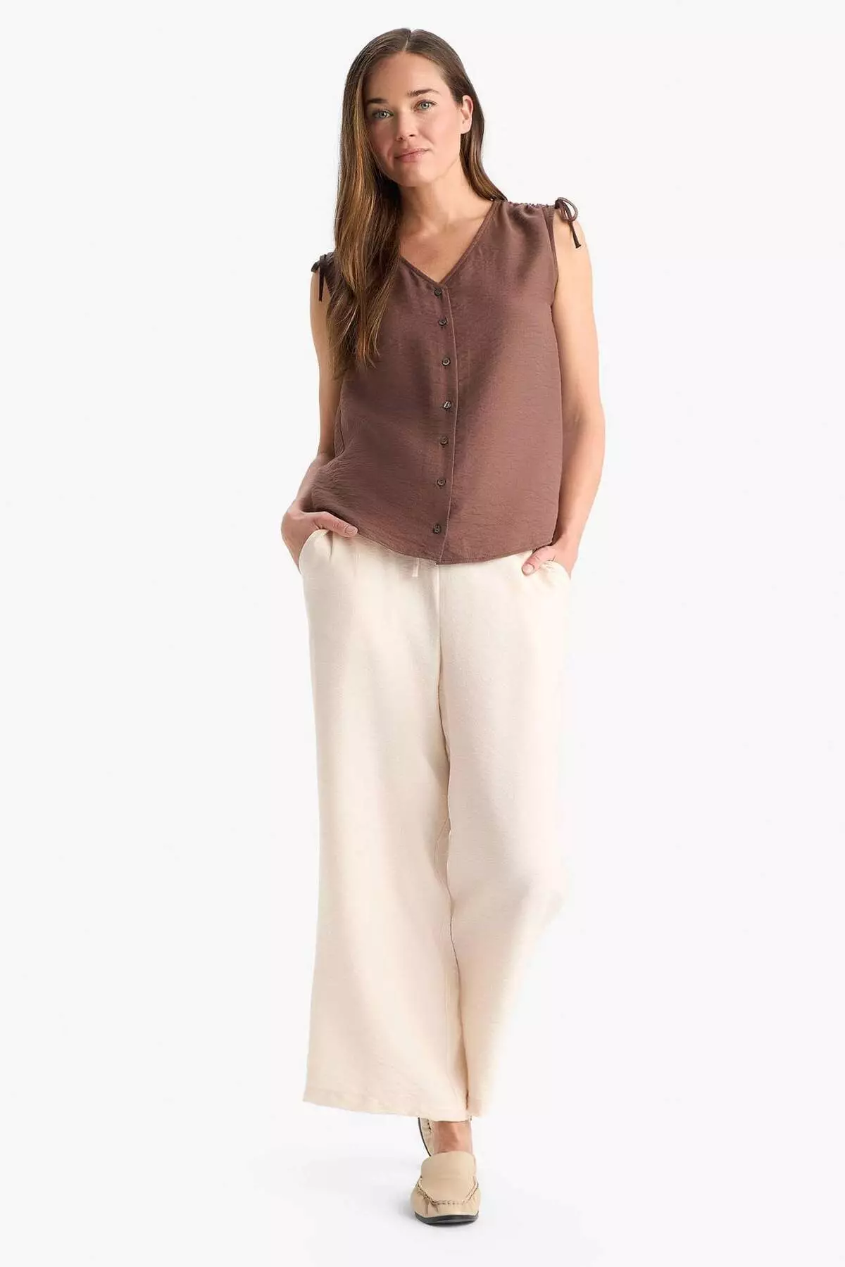 Regular Fit Pocket Detailed Wide Leg Trousers F0988Ax25Sm