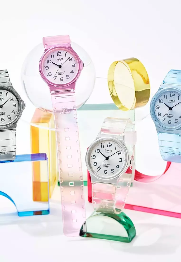Pop Series Unisex Analog Watch MQ-24S-7B with White Transparent Resin Band