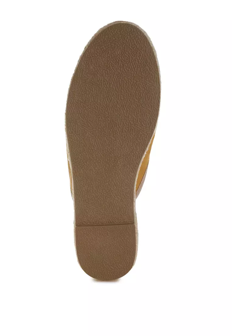 Horsebit Detail Espadrilles Mules In Brown