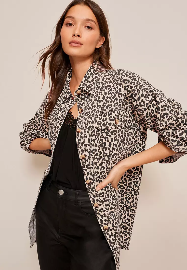 Leopard sales denim shirt