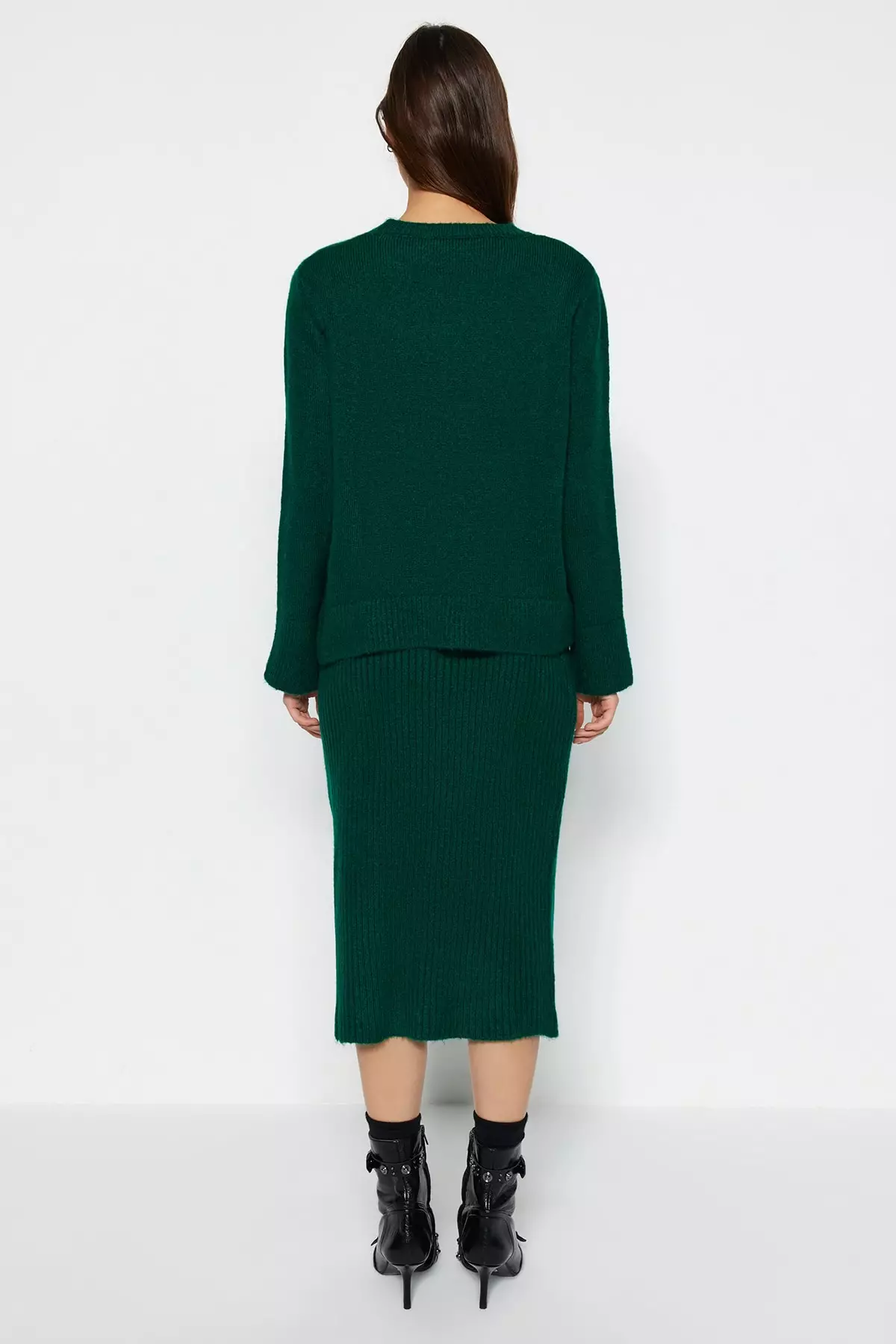 Crew Neck Knit Top and Skirt Set