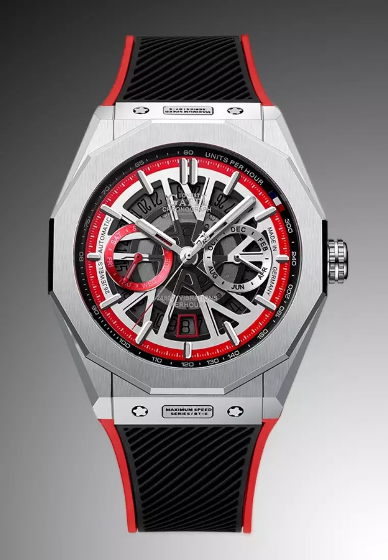 Automatic Unisex Stainless Steel Watch, Rubber Strap