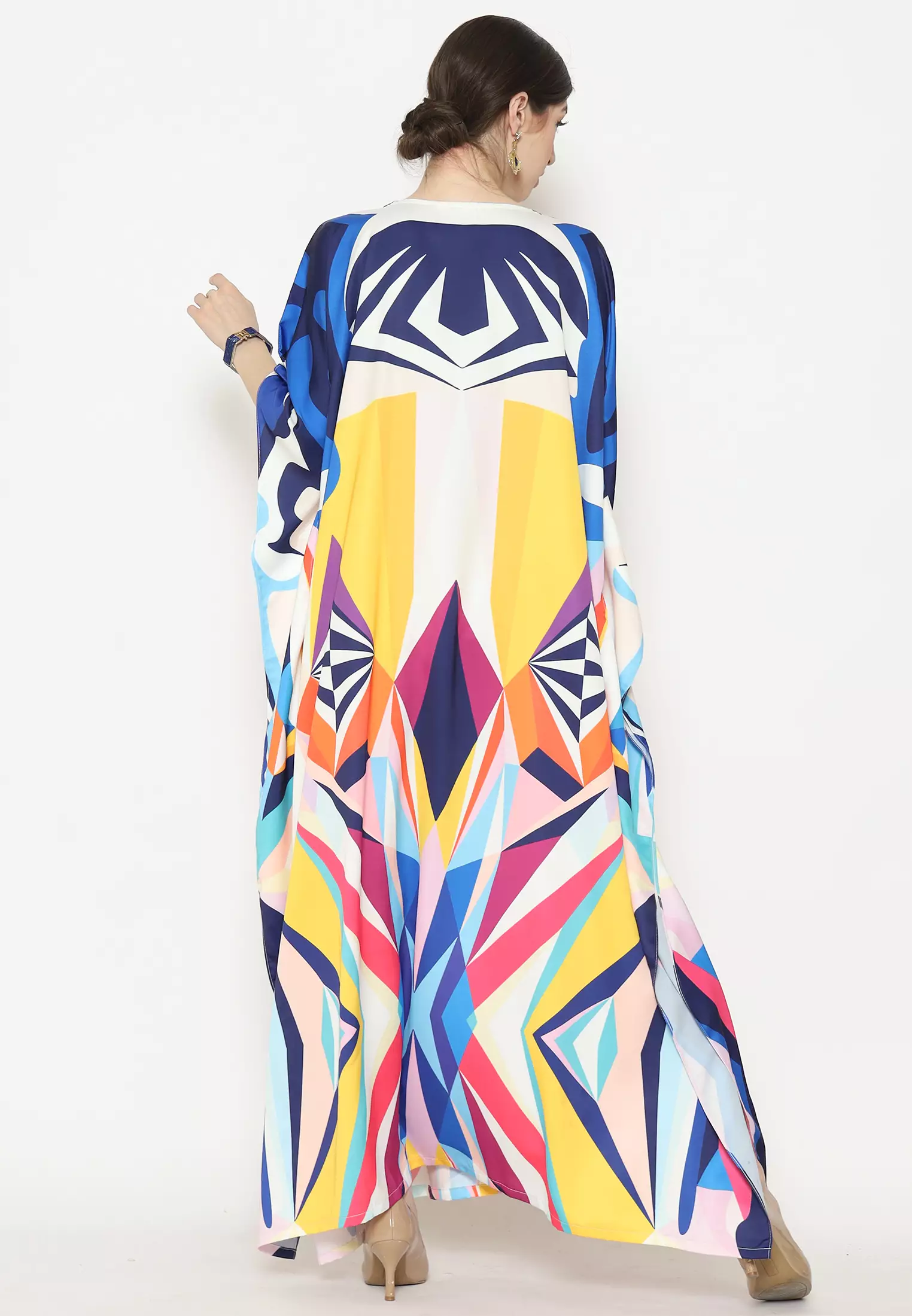 Kanzi Exclusive Short Sleeve Abstrac Kaftan