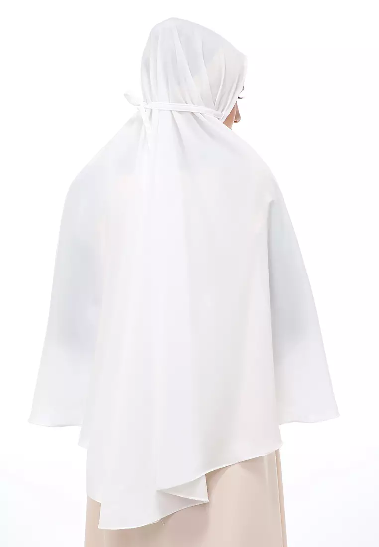 Nindy Jilbab Khimar Bergo Jumbo Motif Polos Relaxed Fit - Broken White