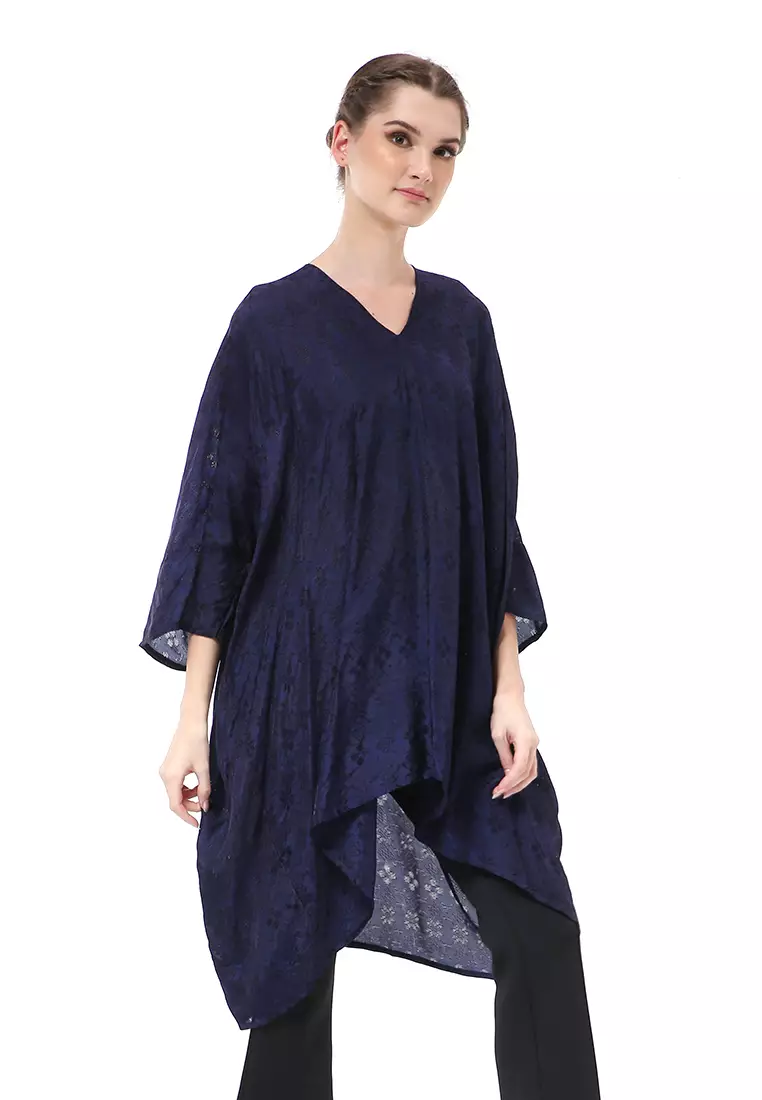 Olaf Atasan Wanita Tunik Kebaya Batik Simple Material Viscose ORIGINAL - Navy