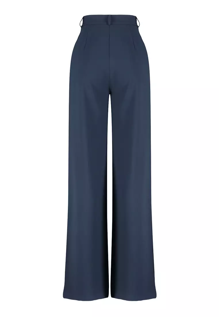 Navy Blue Wide Leg Trousers