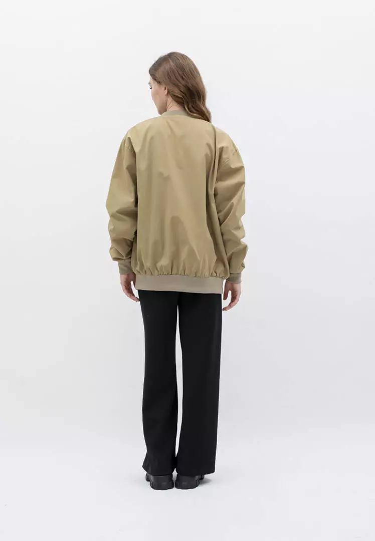 Houseofcuff Jaket Bomber Wanita Pria Unisex Polos Windbreaker Krem