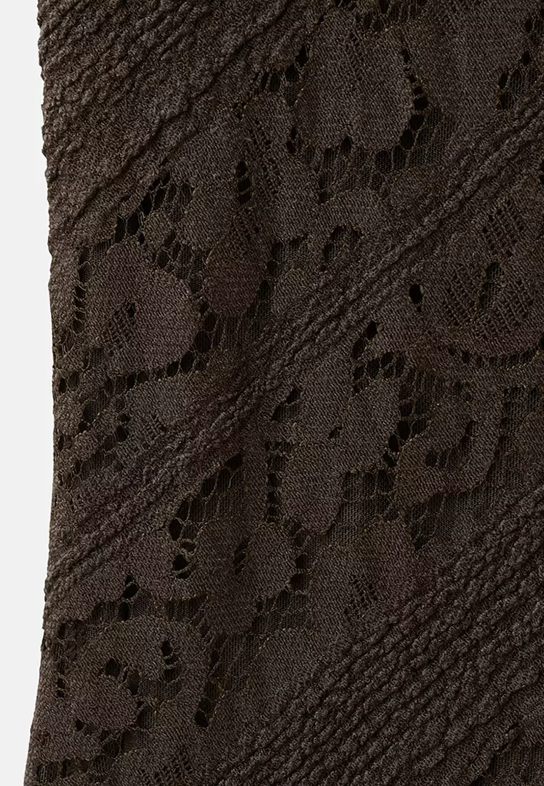 Semi-Transparent Lace Midi Dress