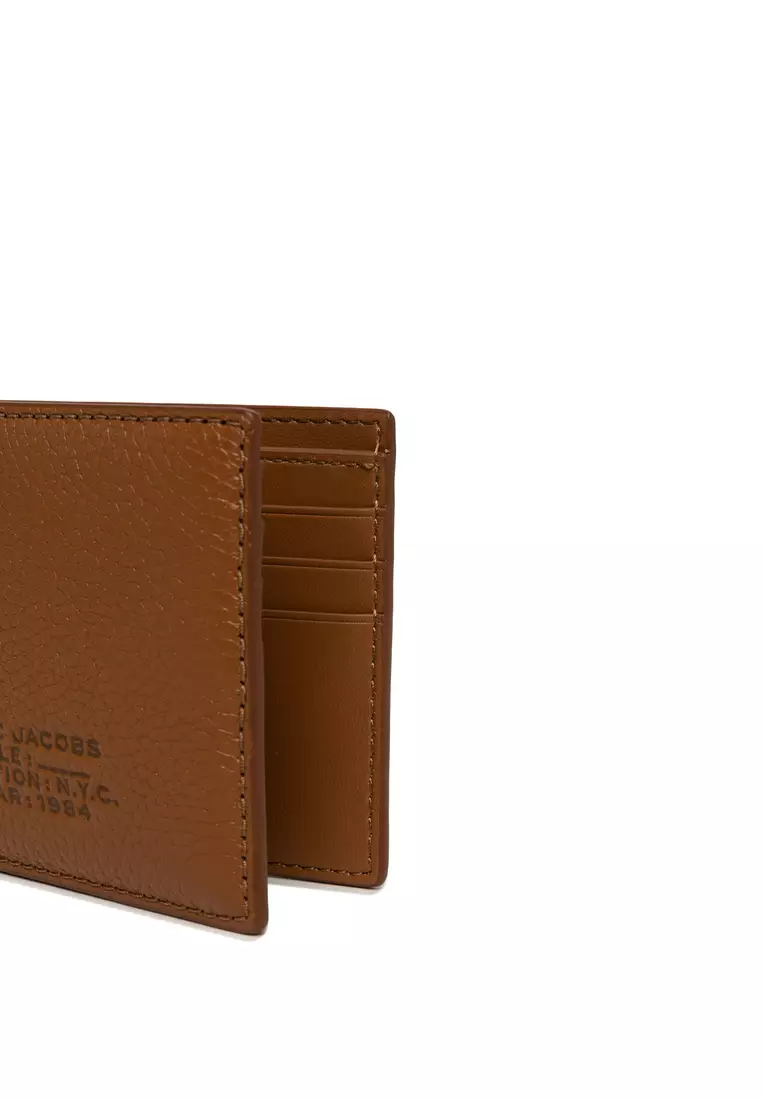 MARC JACOBS Plain Leather Folding Wallet Logo Folding Wallets