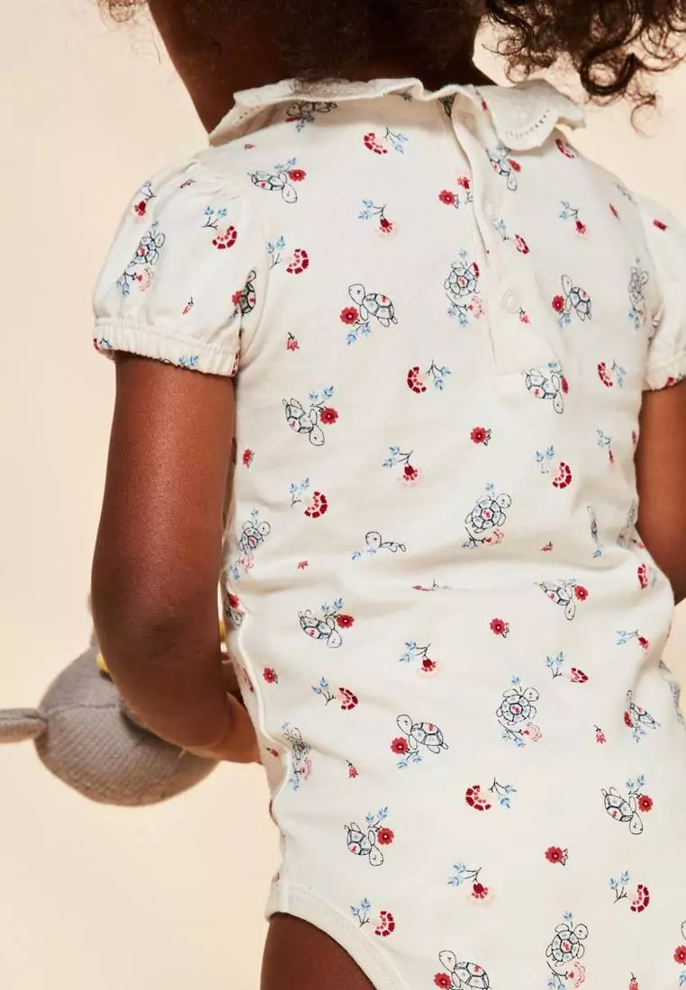 Tunique Fille Sergent Major 14 Ans - Manches Courtes, Imprimé Floral Et Boutons Ailés - Neuf
