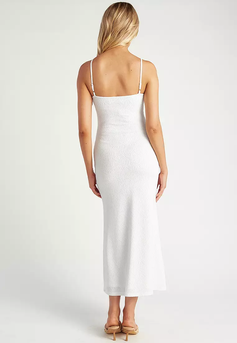 Square Neckline Textured Jersey Dress