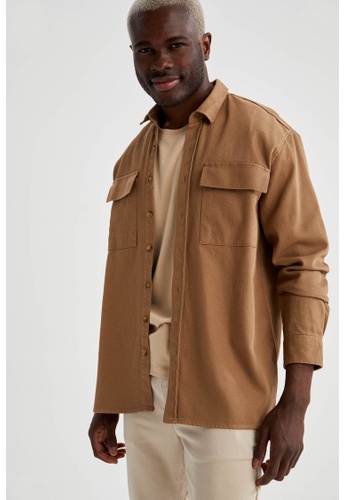 DeFacto brown Long Sleeve Cotton Shirt CF5BCAAD1CCCEFGS_1
