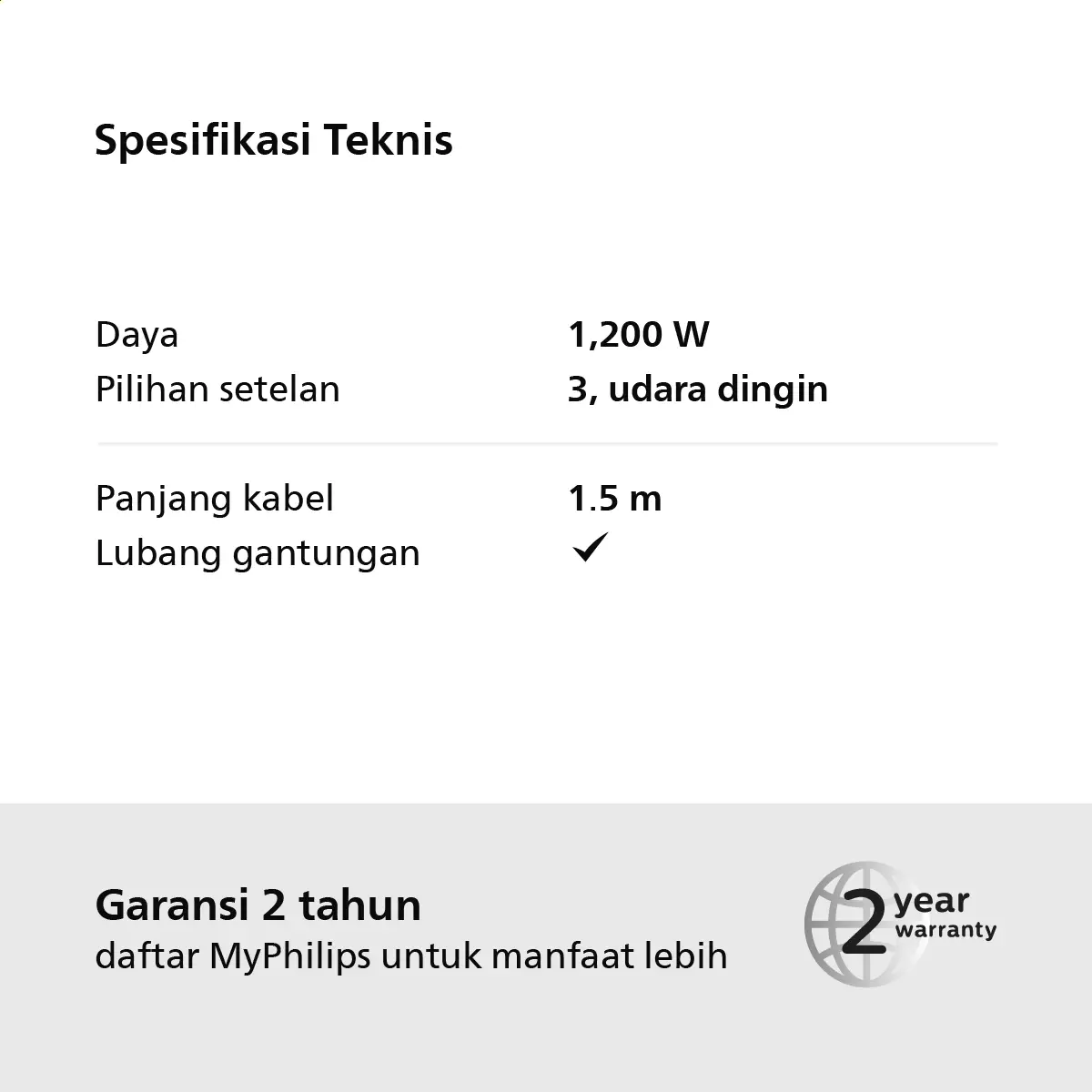 Philips Hair Dryer Essential Care BHC010/12 Pengering Rambut