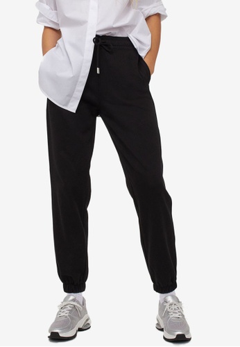 H&M black Cotton-Blend Sweatpants F2456AA37D9412GS_1