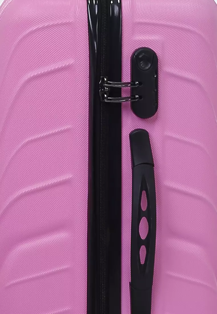 Austin Koper Unisex Size 24 Inch Large Compartment Suitcase Tas Travel Number Code Lock Material Fiber ABS ORIGINAL - Pink