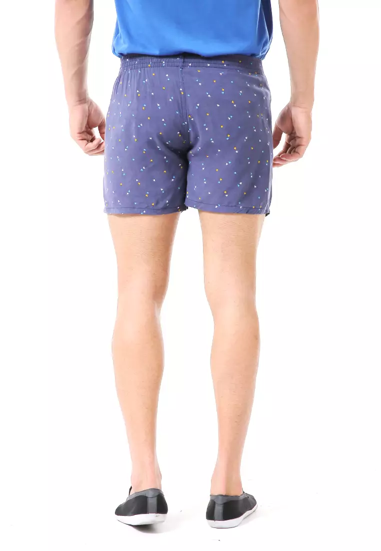 Grissham Celana Pendek Pria Short Boxer Stylish Motif Abstrack Material Cotton ORIGINAL - Blue