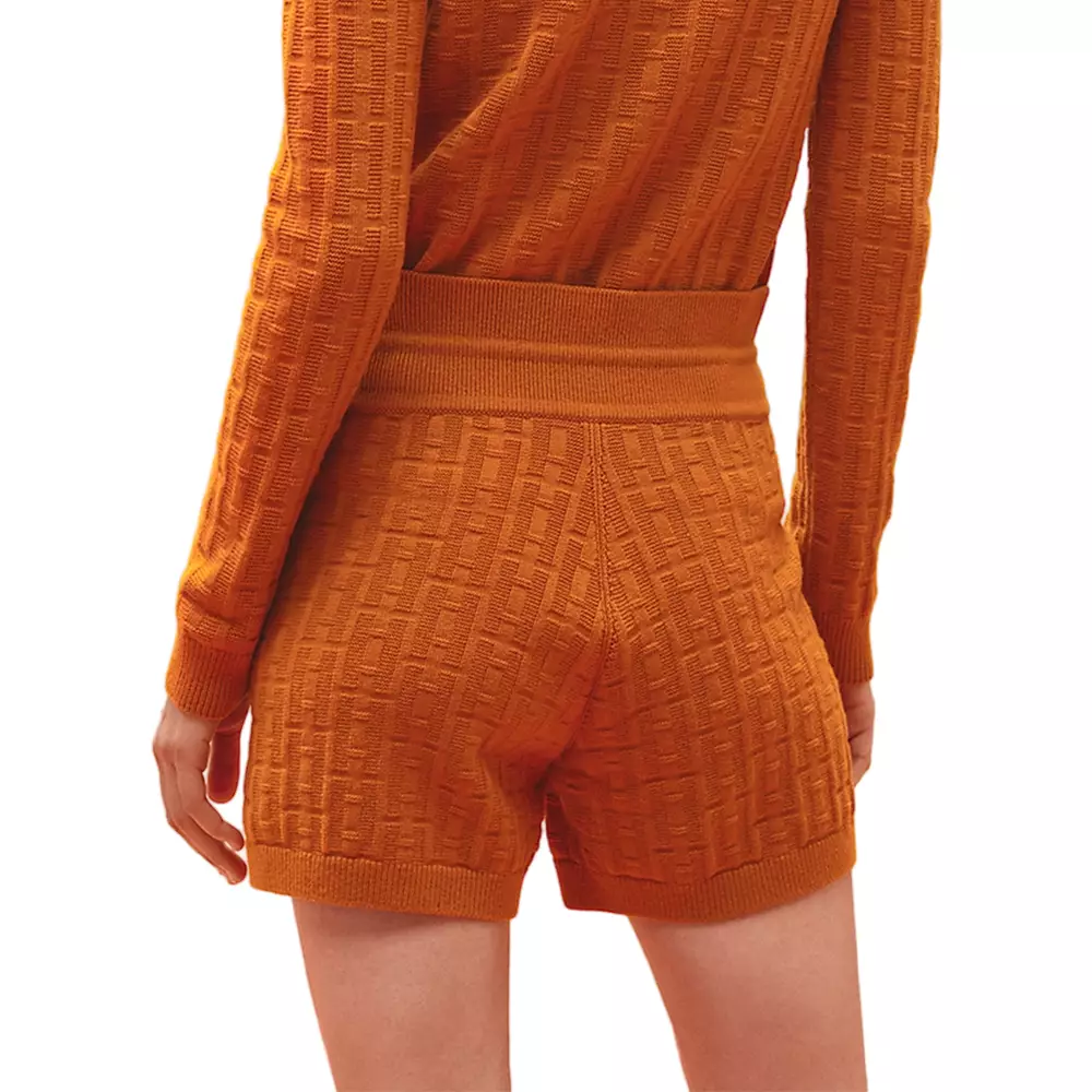 H Wool Short Pants Aubergine
