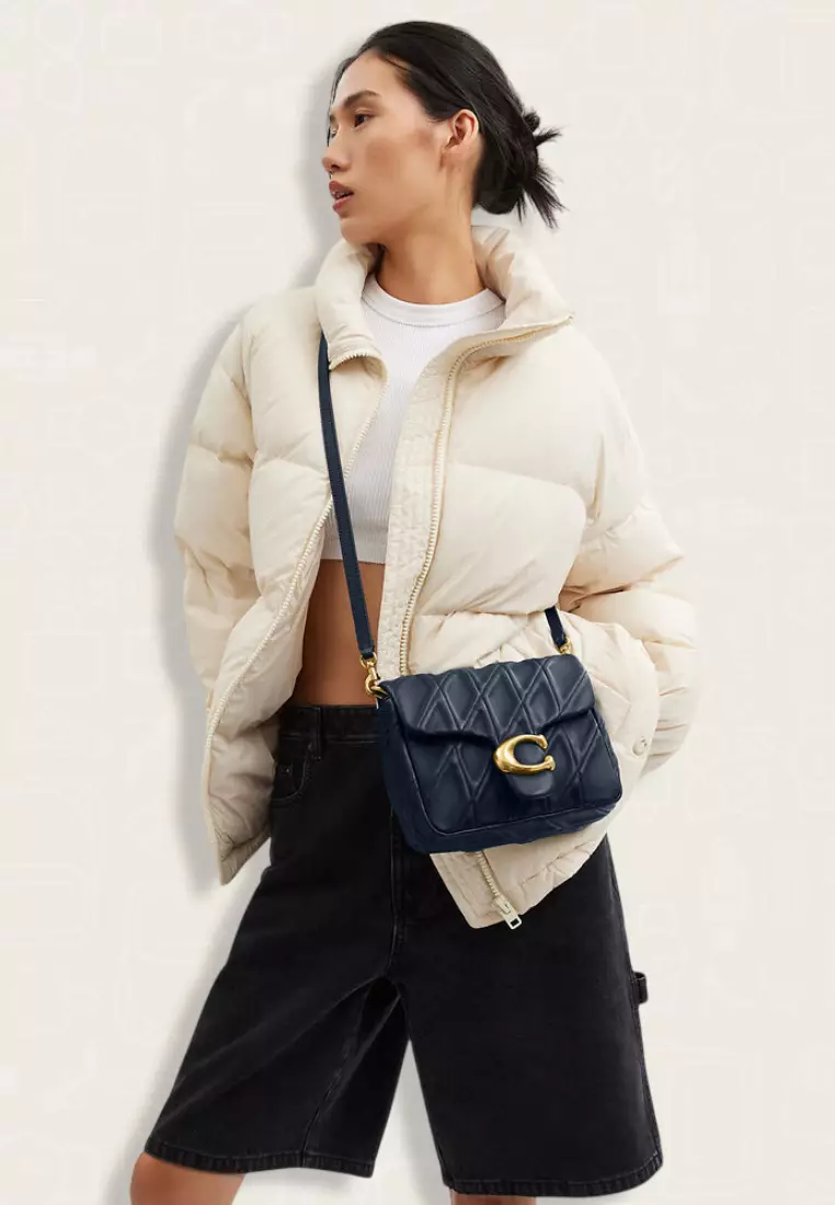 Coach Times Square Tabby Shoulder Bag With Quilting Dare Navy