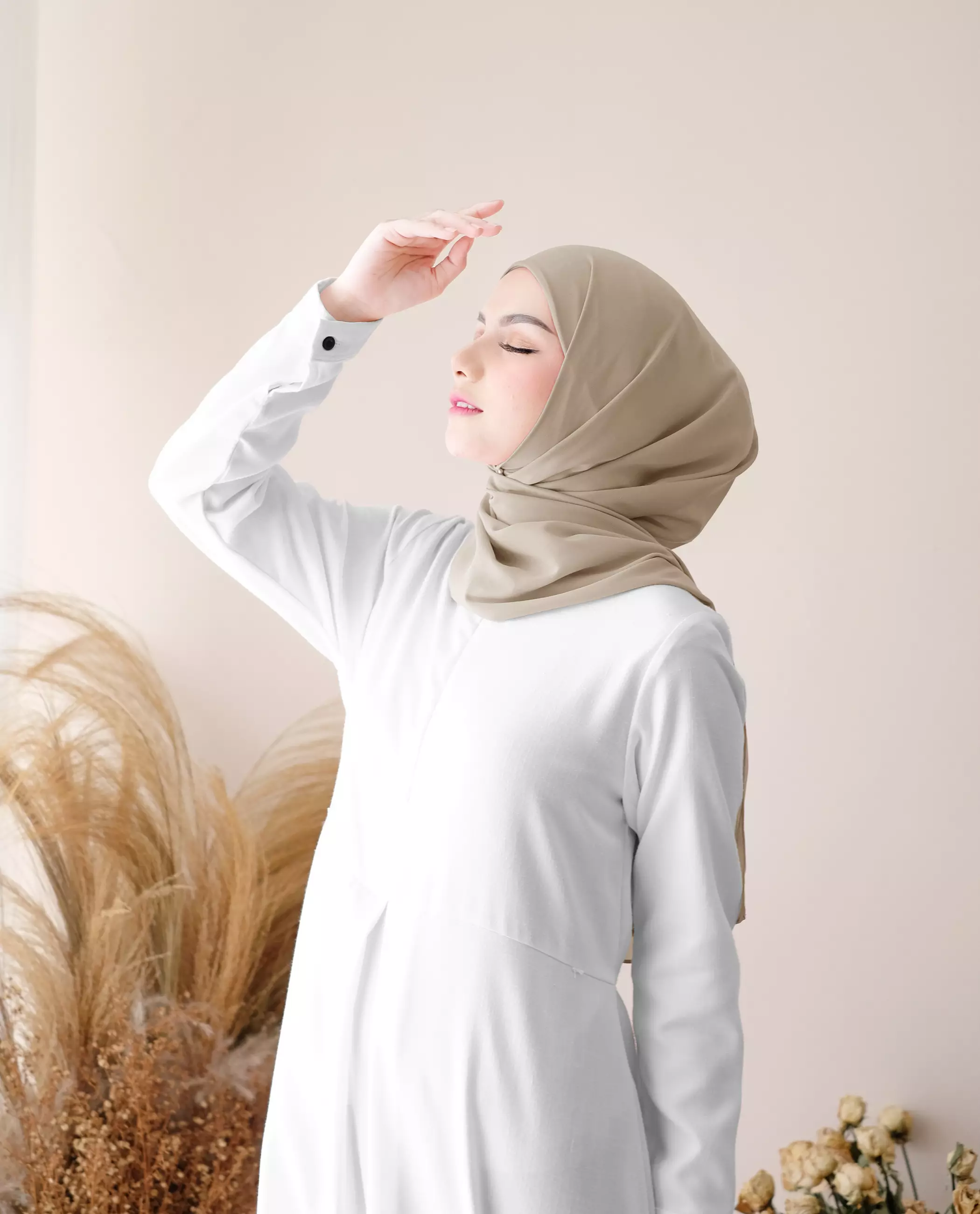 Pashmina Inner Instan 2in1 Ceruty Baby Doll - Sand Beige