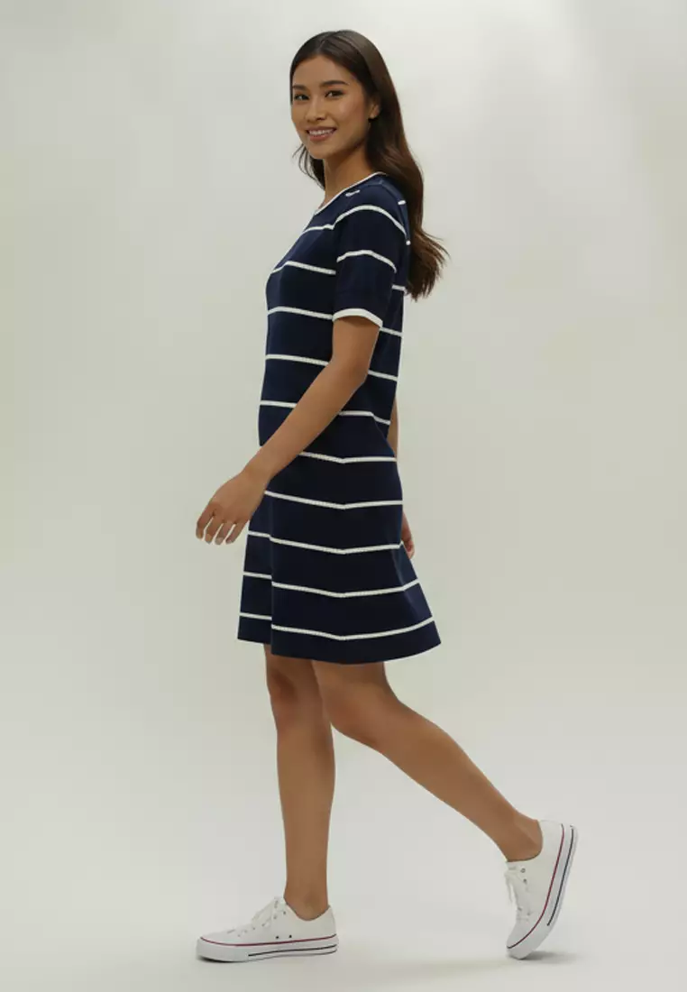 Mizra Striped Popcorn Mini Dress