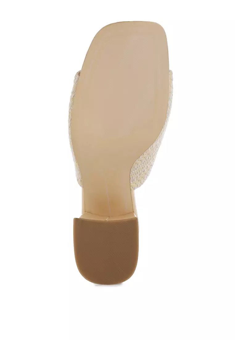 Bakiak Rafia Tenun Warna Beige