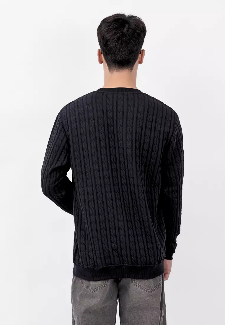 Ryusei Sweater YURA Knit Black – Sweater Knit dengan Tekstur Unik