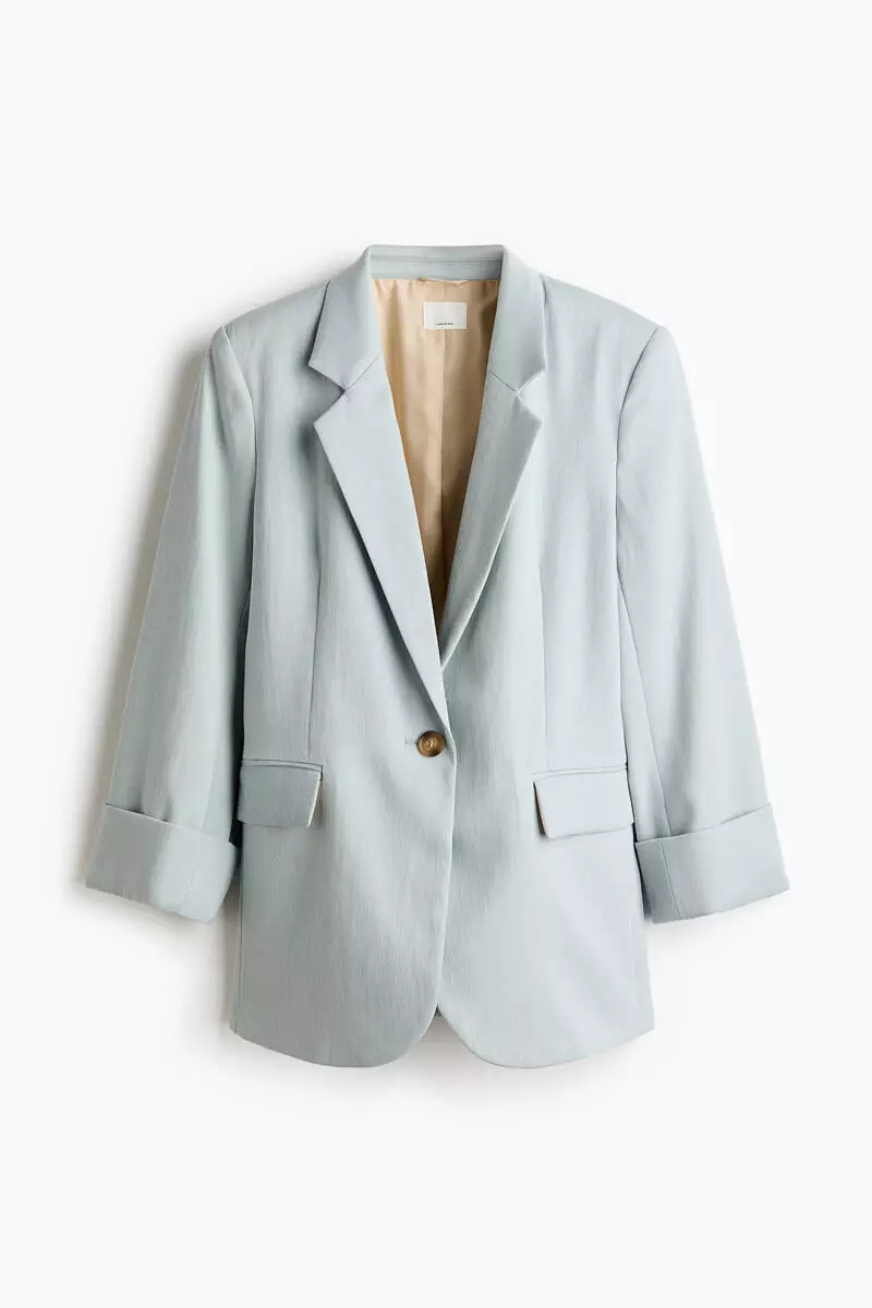 Linen-blend blazer