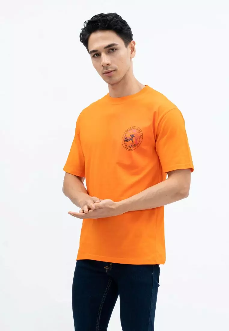 Houseofcuff T-shirt Kaos Motif Surfing Pendek Jingga Size S-4XL