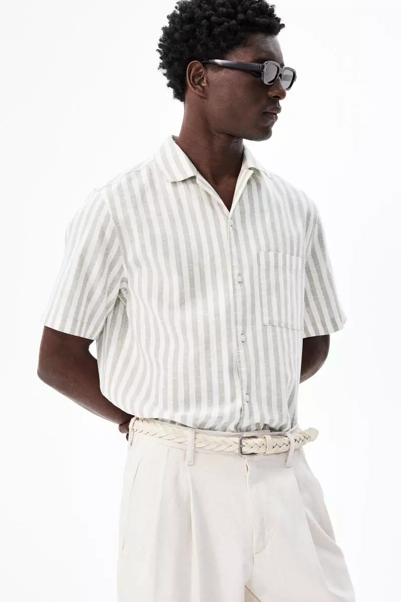 Regular Fit Short-sleeved linen-blend shirt
