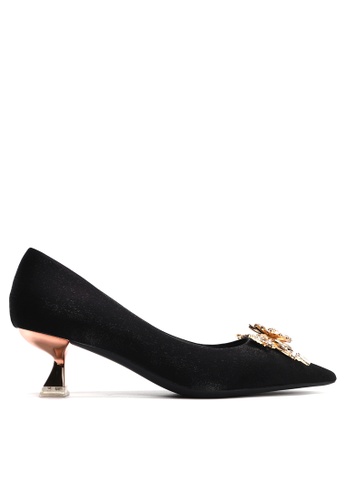Twenty Eight Shoes black Butterfly Buckle Faux Silk Pointed Toe Pumps YLT668-1 2855DSH9619DFBGS_1