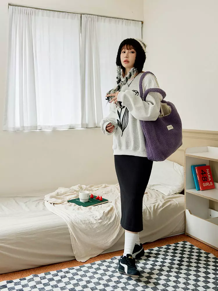 Solid Color Elastic Waist Knit Midi Skirt [FA2987]