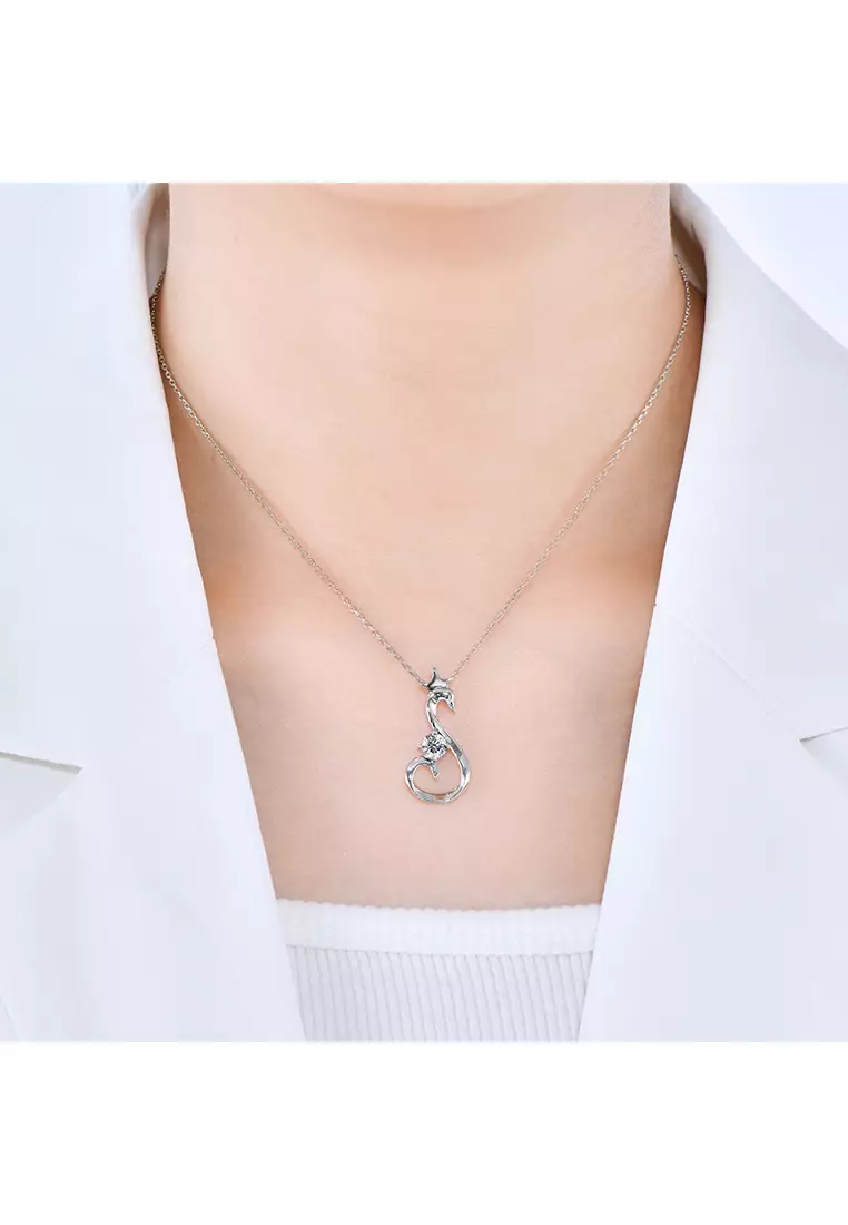 Berlian Moissanite Le Swan Pendant [GRA CERTIFICATE MOISSANITE DIAMOND] - Kalung 0,5 CT Moissanite Diamond 925 Silver CELESTA by Her Jewellery