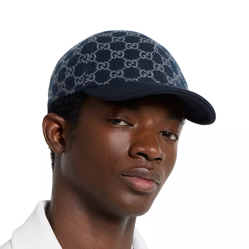 GG Knit Fabric Baseball Hat Blue Light Blue