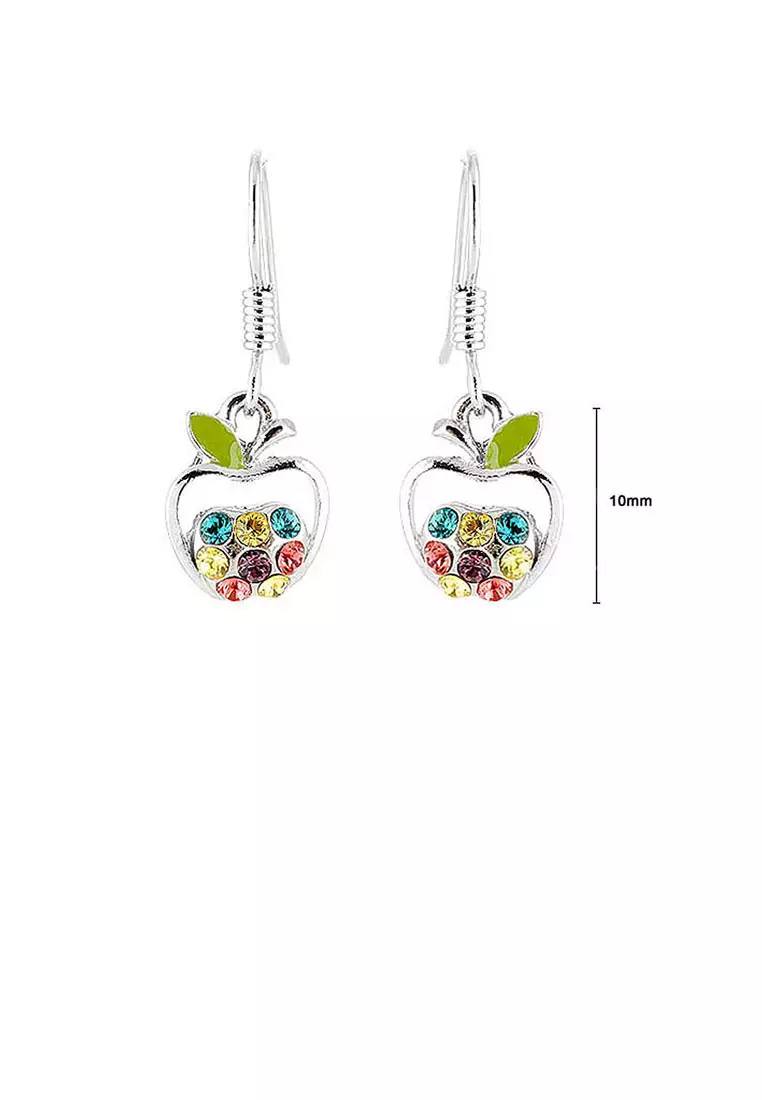 Apple Earrings with Multi Color Austrian Element Crystals
