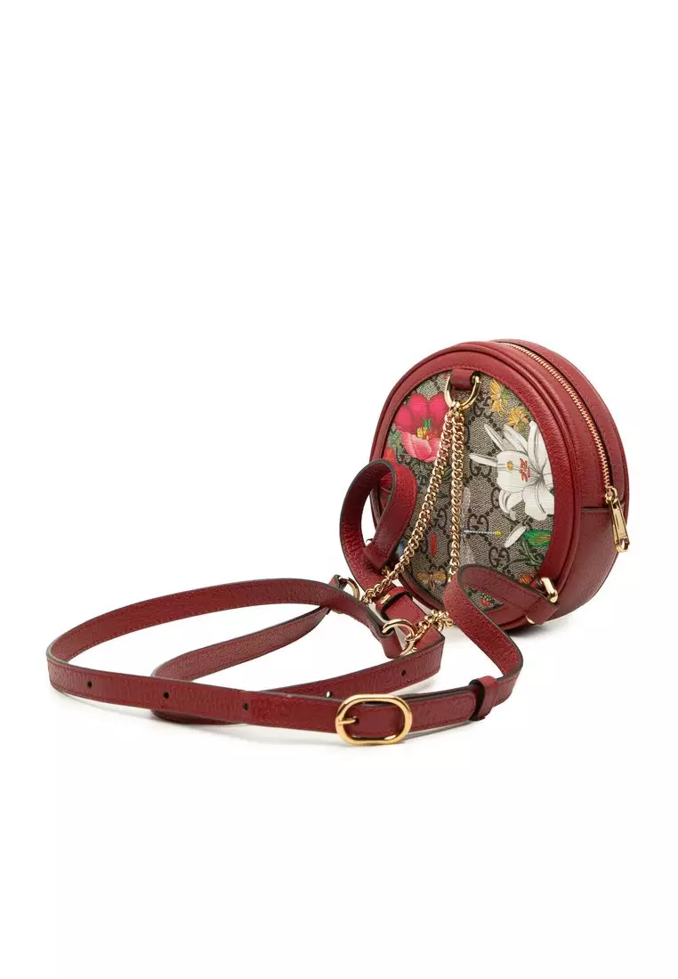 Pre-Loved Gucci Mini Gg Supreme Web Flora Round Ophidia Backpack