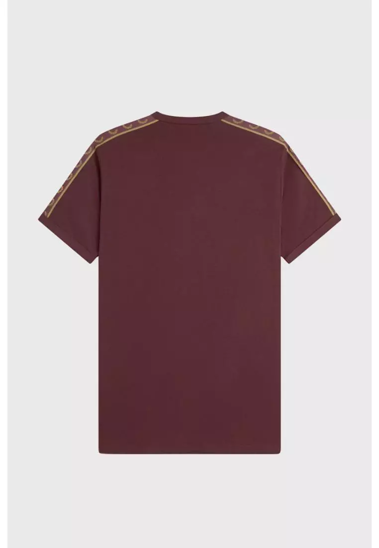 Fred Perry M4613 Contrast Tape Ringer T-Shirt (Oxblood / Champagne)