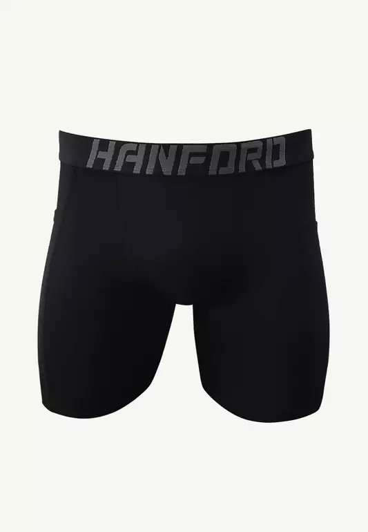 Athletic Men Pro Cool Quick Dry Compression Shorts with 2 Side Pockets Wayne -Black (Single)