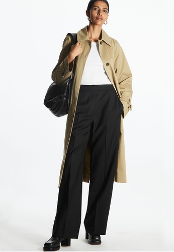 COS black Straight-Leg Elasticated Wool Trousers 01874AA2B27CB1GS_1