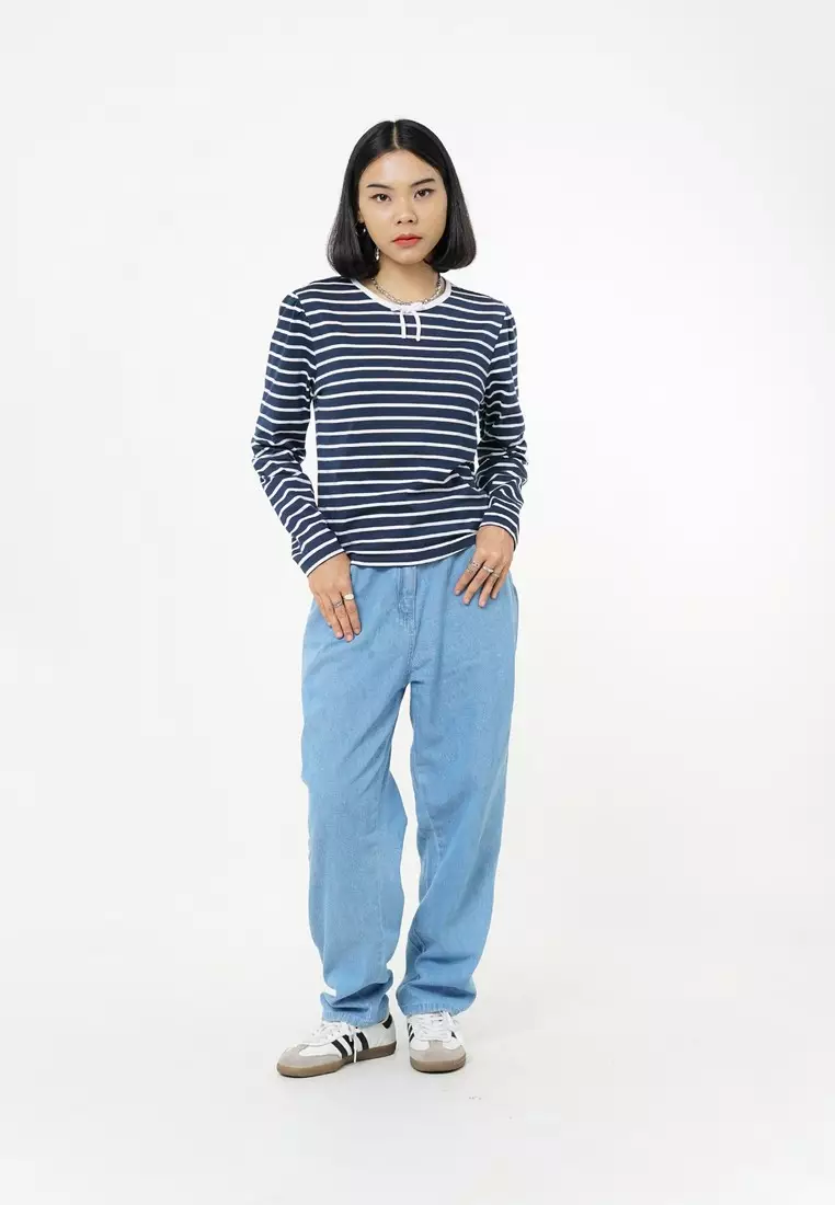 3Second Women's T-Shirt Long Puff Sleeve Body Fit Cotton Polyester Moon C190326